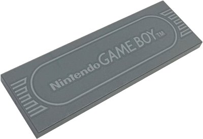 LEGO part Tile 2 x 6 with Light Bluish Gray 'Nintendo GAME BOY' and Oval Outline Pattern (69729pb203)