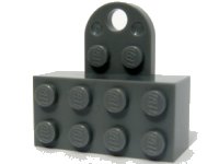 LEGO part Magnet Brick, Modified 2 x 4 Sealed Base with Extension Plate with 2 Studs and Hole 74188c01