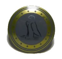 LEGO onderdeel Minifigure, Shield Circular Convex Face with Eagle Outline and Gold Trim Pattern 75902pb08