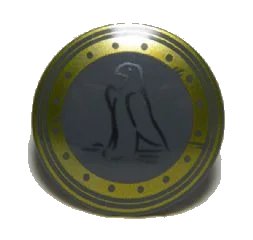 LEGO onderdeel Minifigure, Shield Circular Convex Face with Eagle Outline and Gold Trim Pattern (75902pb08)