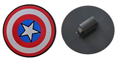 LEGO part Minifigure, Shield Circular Convex Face with Red and White Concentric Rings, Star in Blue Circle Pattern (Captain America) (75902pb13)