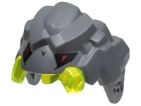 LEGO part Large Figure Head Rock Monster King, Jaw Upper with Molded Trans-Neon Green Teeth and Printed Black and Red Eyes Pattern 85045c01pb01