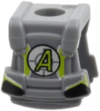LEGO onderdeel Minifigure Armor Breastplate with Back Stud with Agents Logo Lime Letter A and Dark Bluish Gray Crosshairs on Silver Circle Pattern 85961pb01