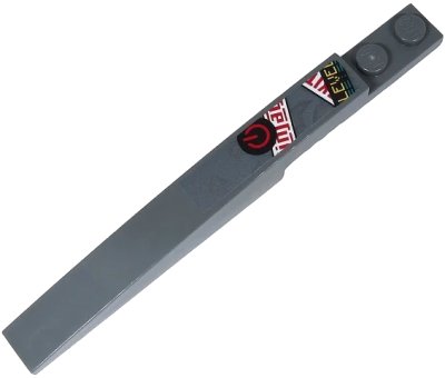 LEGO onderdeel Slope, Curved 10 x 1 with Yellow 'LEVEL', Red 'injag' and Red Power Button Pattern (Sticker) - Set 71710 (85970pb024)