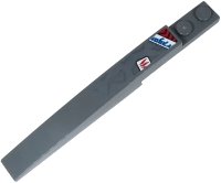 LEGO part Slope, Curved 10 x 1 with Blue 'ragon', Red and Black Danger Chevrons and Red Stripes Pattern (Sticker) - Set 71710 85970pb025