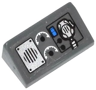 LEGO onderdeel Slope 30 1 x 2 x 2/3 with Speaker, 2 Gauges, Blue Switch and Radio Pattern (Sticker) - Set 60047 (85984pb065)