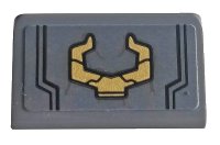 LEGO onderdeel Slope 30 1 x 2 x 2/3 with Gold Horns Pattern (Sticker) - Set 76107 85984pb262