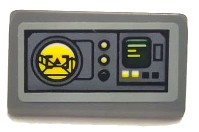 LEGO onderdeel Slope 30 1 x 2 x 2/3 with Control Panel with Buttons, Yellow Radar Screen, and Dark Green Readout Pattern (Sticker) - Set 75150 (85984pb327)