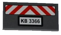 LEGO part Tile 2 x 4 with Red and White Danger Stripes and 'KB 3366' Pattern (Sticker) - Set 3366 87079pb0061