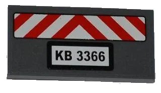 LEGO onderdeel Tile 2 x 4 with Red and White Danger Stripes and 'KB 3366' Pattern (Sticker) - Set 3366 (87079pb0061)