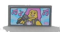 LEGO part Tile 2 x 4 with Pop Star with Microphone and Music Notes on TV Screen Pattern 87079pb0213