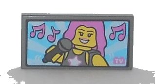 LEGO onderdeel Tile 2 x 4 with Pop Star with Microphone and Music Notes on TV Screen Pattern (87079pb0213)