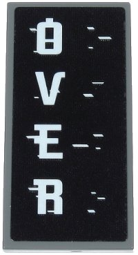LEGO part Tile 2 x 4 with White 'OVER', Stripes and Pixels Pattern (Sticker) - Set 71712 87079pb0694