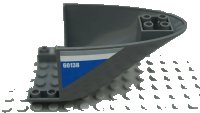 LEGO onderdeel Aircraft Fuselage Aft Section Curved Bottom 6 x 10 with Gray and White Lines and '60138' on Blue Background Pattern on Both Sides (Stickers) - Set 60138 87616pb012