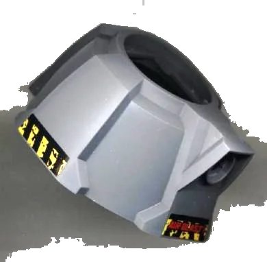 LEGO onderdeel Air Blast Launcher Base (Racers) with Black and Yellow Danger Stripes on Both Sides and Red 'AIR BLAST!' Pattern (Stickers) - Set 7968 (87941pb01)