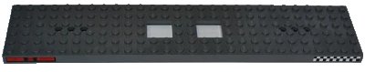 LEGO onderdeel Train Base 6 x 28 with 3 Round Holes Each End and 2 x 2 Cutouts with 'OIL', HYDRAULICS' and Checkered Stripe Pattern on Both Sides (Stickers) - Set 4643 (92339pb01)