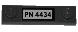 LEGO onderdeel Plate, Modified 1 x 4 with 2 Studs without Groove with 'PN 4434' Pattern (Sticker) - Set 4434 (92593pb005)