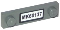 LEGO part Plate, Modified 1 x 4 with 2 Studs without Groove with 'MK60137' Pattern (Sticker) - Set 60137 92593pb032