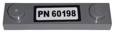 LEGO onderdeel Plate, Modified 1 x 4 with 2 Studs without Groove with 'PN 60198' Pattern (Sticker) - Set 60198 (92593pb039)