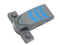 LEGO onderdeel Wedge 4 x 2 x 1 1/3 with 1 x 4 Base with Blue Stripes and Black Curved Line Pattern (Sticker) - Set 75012 93589pb003