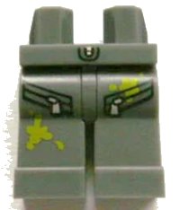 LEGO part Hips and Legs with Pockets with Zippers and Lime Paint Splotches Pattern 970c00pb0244