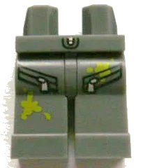 LEGO onderdeel Hips and Legs with Pockets with Zippers and Lime Paint Splotches Pattern (970c00pb0244)