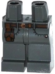 LEGO part Hips and Legs with Pockets, Brown Belt with Copper Buckle and Holster Pattern 970c00pb0416