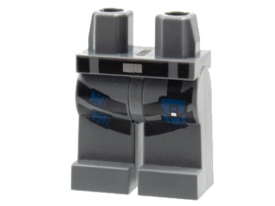 LEGO onderdeel Hips and Legs with Black Belt and Straps with Dark Blue Clips and Pouch Pattern (970c00pb0417)