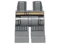 LEGO onderdeel Hips and Legs with Dark Tan Belt, Black  Pockets and Striped Knee Pads Pattern (SW Rebel Trooper) 970c00pb0604