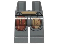 LEGO onderdeel Hips and Legs with SW Mandalorian Armor, Reddish Brown and Tan Patches Pattern 970c00pb1020