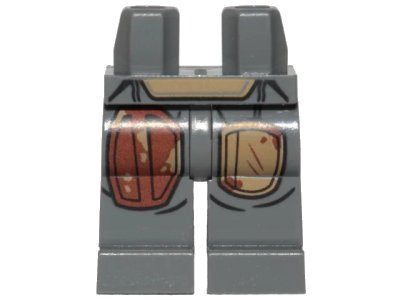LEGO onderdeel Hips and Legs with SW Mandalorian Armor, Reddish Brown and Tan Patches Pattern (970c00pb1020)