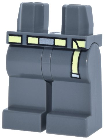 LEGO part Hips and Legs with Bright Light Yellow Belt with Silver Buckle Pattern (970c00pb1634)