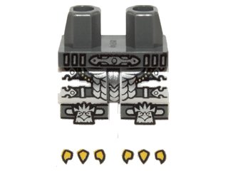 LEGO onderdeel Hips and White Legs with Silver Armor, Eagle Knee Pads and Yellow Talons Pattern (970c01pb31)