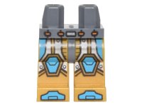 LEGO part Hips and Pearl Gold Legs with Dark Azure and Silver Circuitry, Knee Pads and Boots Pattern 970c115pb003