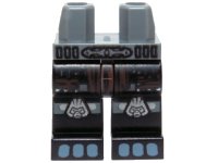LEGO part Hips and Black Legs with Dark Brown Loincloth, Silver Gorilla Knee Pads and Gray Toes Pattern 970c11pb16