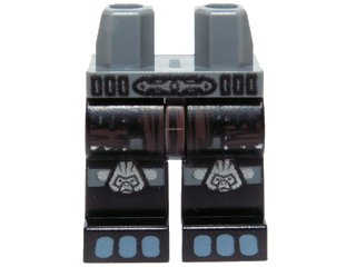 LEGO onderdeel Hips and Black Legs with Dark Brown Loincloth, Silver Gorilla Knee Pads and Gray Toes Pattern (970c11pb16)
