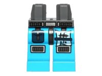 LEGO part Hips and Dark Azure Legs with Belt with Silver Buckle, Dark Blue Pocket, Knee Pads, White Patch Pattern 970c153pb02