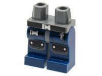 LEGO onderdeel Hips and Dark Blue Legs with Silver Belt Buckle, Pull Tab and Knee Pads Pattern 970c63pb05