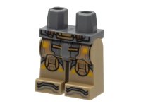 LEGO part Hips and Dark Tan Legs with Medium Nougat Armor Knee Pads, Yellow Trim Pattern 970c69pb17