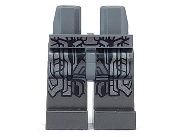 LEGO part Hips and Pearl Dark Gray Legs with Silver Armor Pattern (970c77pb03)
