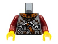 LEGO part Torso Viking Armor with Leather Collar and 3 Waist Disks Pattern / Dark Red Arms / Yellow Hands 973pb0375c01