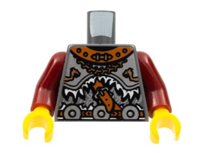 LEGO onderdeel Torso Viking Armor with Leather Collar and 3 Waist Disks Pattern / Dark Red Arms / Yellow Hands (973pb0375c01)