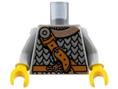 LEGO onderdeel Torso Viking Scale Mail and Diagonal Leather Belt Pattern / Light Bluish Gray Arms / Yellow Hands (973pb0377c01)