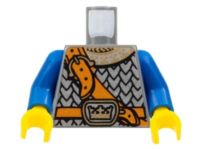 LEGO onderdeel Torso Castle Fantasy Era Scale Mail, Crown on Buckle, Chest Strap Pattern / Blue Arms / Yellow Hands (973pb0438c02)