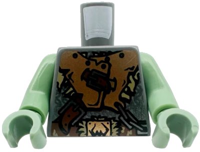 LEGO onderdeel Torso Castle Fantasy Era Armor with Brown Belts and Troll Symbol Buckle Pattern / Sand Green Arms / Sand Green Hands (973pb0460c01)