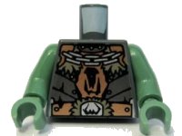 LEGO part Torso Castle Fantasy Era Armor with Chain Necklace and Large Belt Pattern / Sand Green Arms / Sand Green Hands 973pb0573c01
