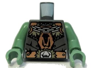 LEGO onderdeel Torso Castle Fantasy Era Armor with Chain Necklace and Large Belt Pattern / Sand Green Arms / Sand Green Hands (973pb0573c01)