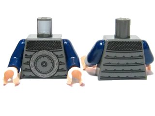 LEGO onderdeel Torso Armor with Large Disk and Chain Mail Pattern / Dark Blue Arms / Light Nougat Hands (973pb0647c01)