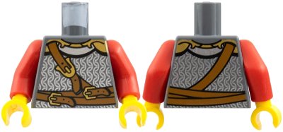 LEGO onderdeel Torso Castle Kingdoms Chest Strap and Belt Front and Back Pattern / Red Arms / Yellow Hands (973pb0680c01)