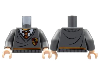 LEGO onderdeel Torso Harry Potter Sweater and Tie Gryffindor Stripe and Shield Pattern / Dark Bluish Gray Arms / Light Nougat Hands (973pb0744c01)